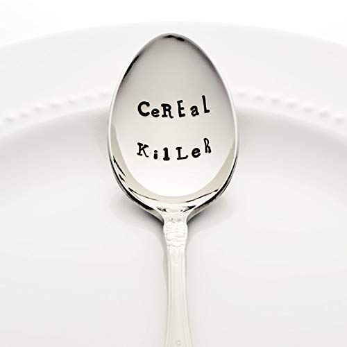 CeREaL KilLeR - Hand Stamped Spoon, Stainless Steel Stamped Silverware by Bon Vivant Design House - Food Pun Novelty Foodie Gifts