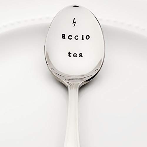 Accio Tea with Lightning Bolt | Stainless Steel Stamped Spoon | Stamped Silverware | Harry Potter Birthday Gift Ideas | Christmas Stocking Stuffer for Her