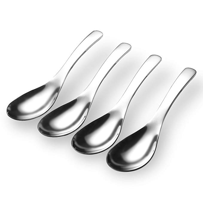 Qualizon 18/8 Stainless Steel Heavy Duty Soup Spoon (6.5 Inches) SET OF 4