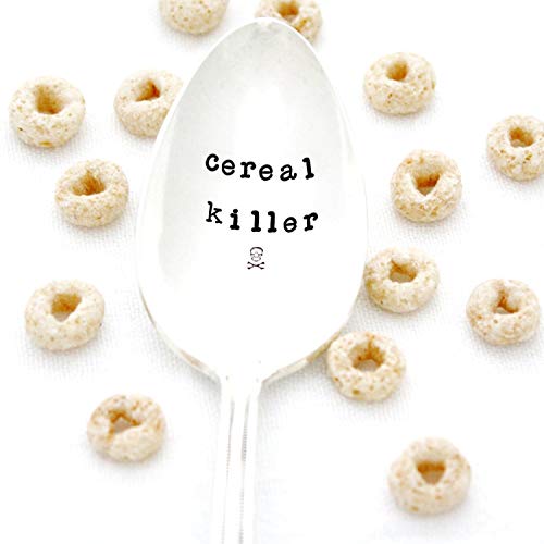 Cereal Killer Spoon with Skull & Crossbones. Funny Stamped Spoon for unique gift idea.