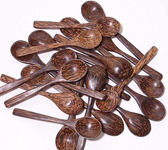 CandyHusky's Palm Wood Small Salt Sugar Condiments Spoons (50)