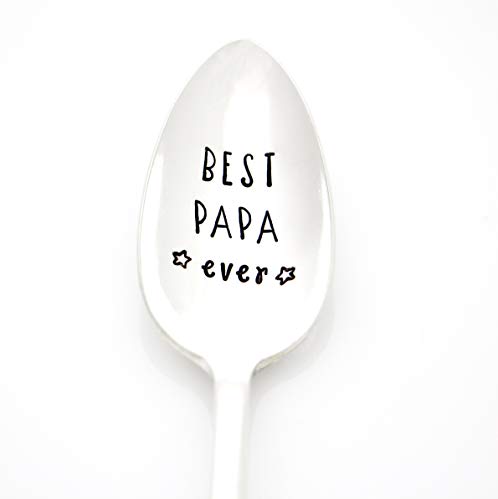 Best Papa Ever. Hand Stamped Vintage Coffee Spoon for him. Part of the Martha Stewart American Made Market.