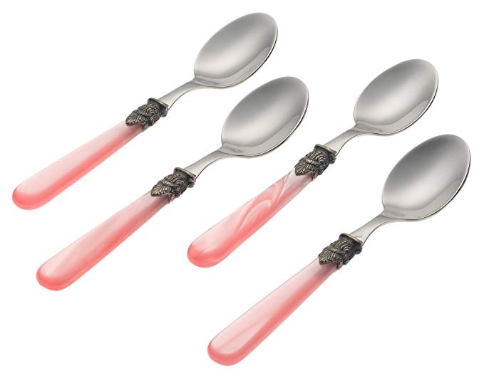 Rosanna Pearlized Pink Napoleon Espresso Spoons, Set of 4