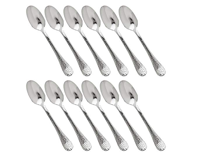 Godinger Hammered Coffee Spoons, Set of 12, Silver