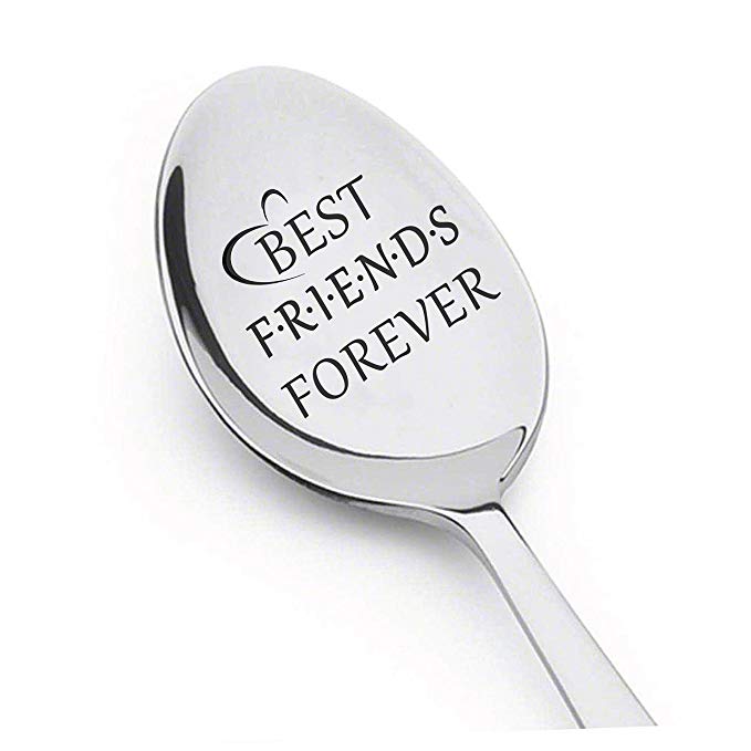 Best Friends Forever Spoon-8 Inch Stainless Steel Spoon for Best Friends gift -Engraved Spoon for friendship Day Gift-Christmas Gift Idea-Birthday Gift