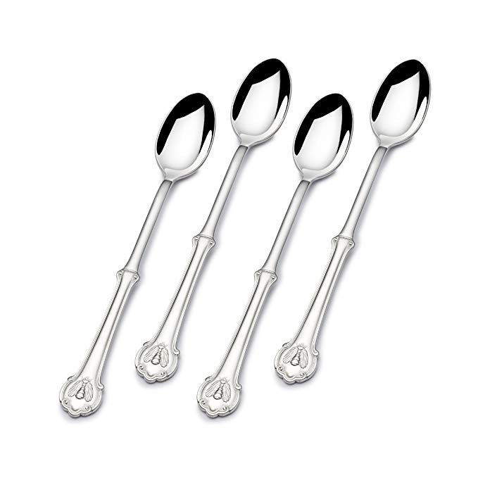 Wallace 5161334 Napoleon Bee 18/10 Stainless Steel Iced Beverage Spoon, Set of 4