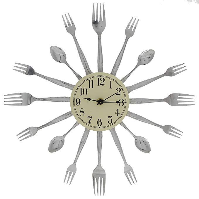 Forked Up Art P26 16-Dial Clock, Fork/Spoon