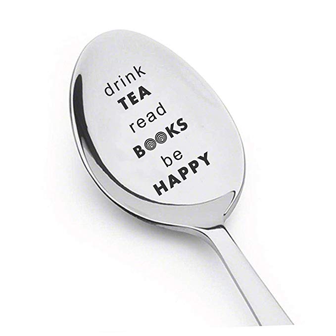 Drink Tea Read Book Spoon-Book Lover Gift-Tea Lover Spoon - Book Lover Gift - Reader Gift-Graduation Gift- Exam wishes gift