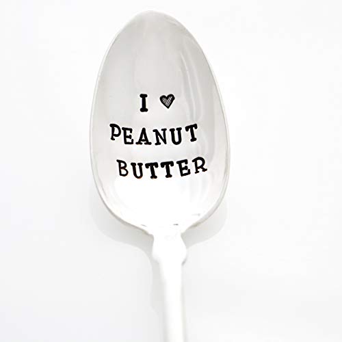 Peanut Butter Spoon. I Heart Peanut Butter. Hand Stamped Silverware for Peanut Butter Lovers. Part of the Martha Stewart American Made Market.