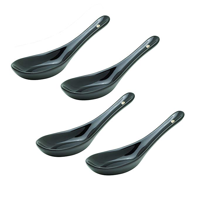 Helen's Asian Kitchen 97110/4 Harold Import Co Helen Chen's Asian Kitchen Chinese Soup Spoons, Ceramic, 5.75-Inches, 1-Ounce, Set of 4, L x 1.875