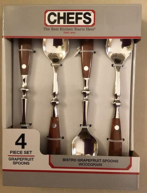 CHEFS Bistro WoodGrain Grapefruit Spoons / Serrated Spoons / Set of 4