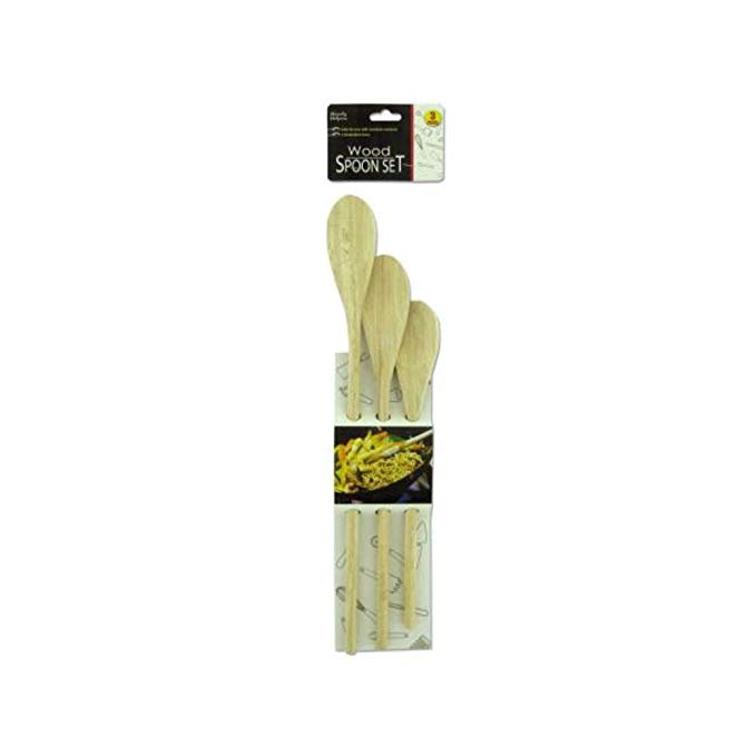 Bulk Buys Three piece wood spoon set Case Of 24