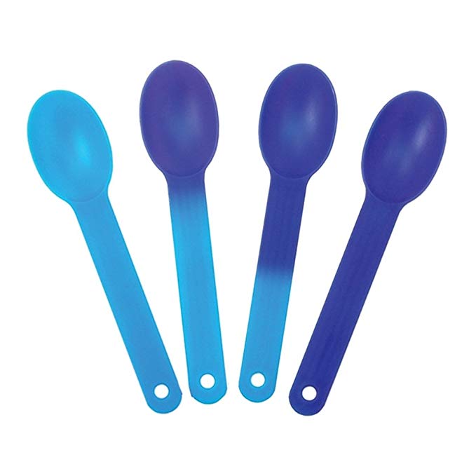 XL Color Changing Plastic Spoons - Changes From Blue To Purple - Changes Color When Cold! Extra Durable Birthday Party Spoons - Frozen Dessert Supplies - Made in USA! Fast Shipping! 50 Count