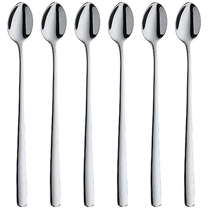 LOHOME® Ice Cream Spoons, Stainless Steel Long Handle Ice Cream Spoon Coffee Spoon Cold Drink Spoon Fruit Juice Long Ice Scoop Mixing Spoon for Stirring Tall Iced Tea, Coffee, Soda Glasses (Set 8 PCS)