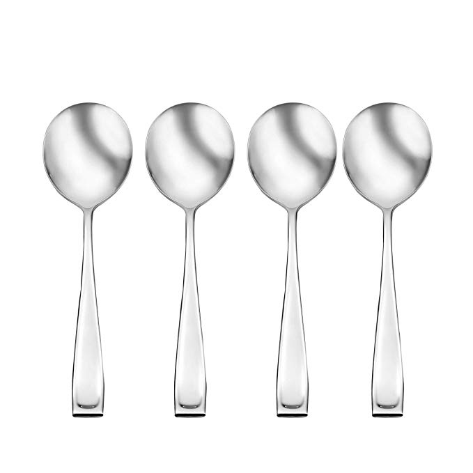 Oneida Moda Set of 4 Round Bowl Soup Spoons