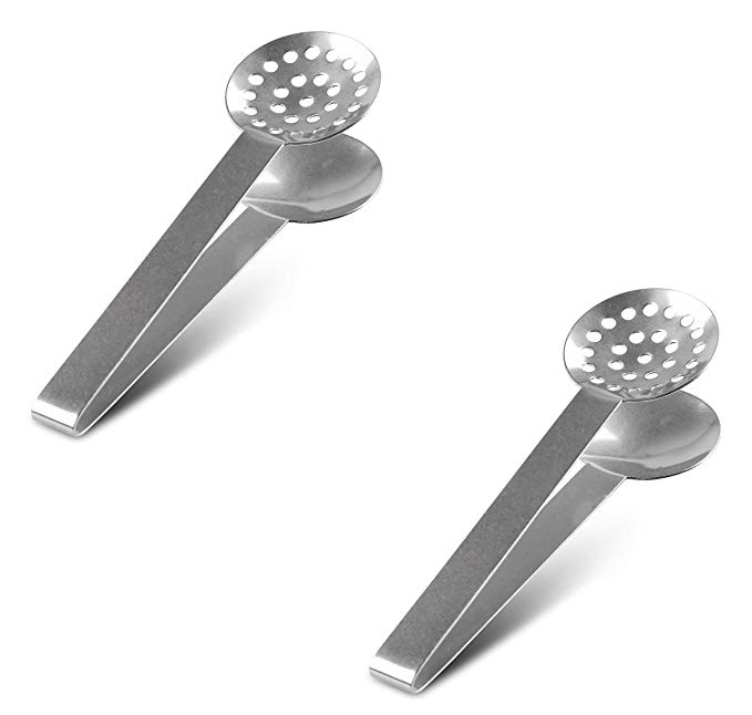 NANHONG 2PCS Stainless Steel Tea Bag Squeezer Strainer Holder Grip Metal Spoon Mini Sugar Clip Kitchen Bar Tools