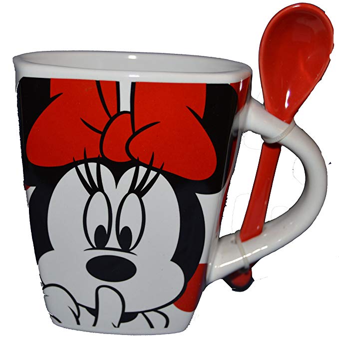 Authentic Disney Minnie Mouse Shhh I'm Taking a Time Out with Spoon 11oz Mug Cup with Free Disney Stickers Black