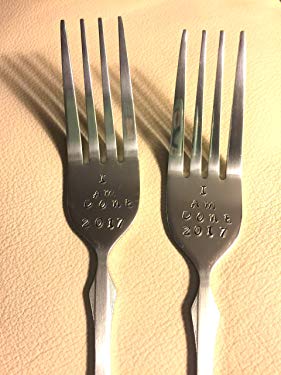 I Am Done ~ Hand Stamped Fork. Unique Retirement, Graduation, End of Chemo  Radiation Gift. Add a DATE or NAME to Personalize.